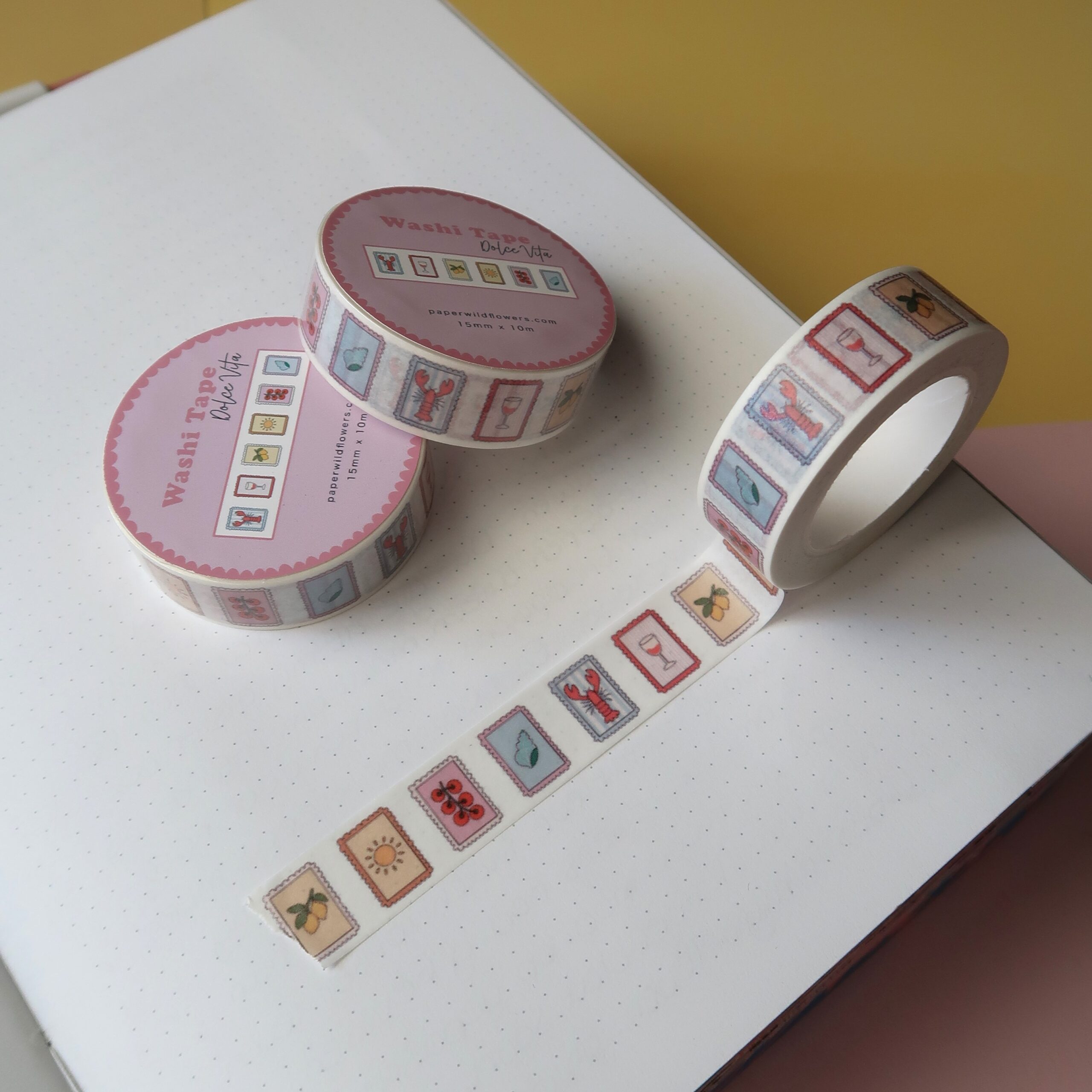 Foto van de washi tapes in een journal geplakt.