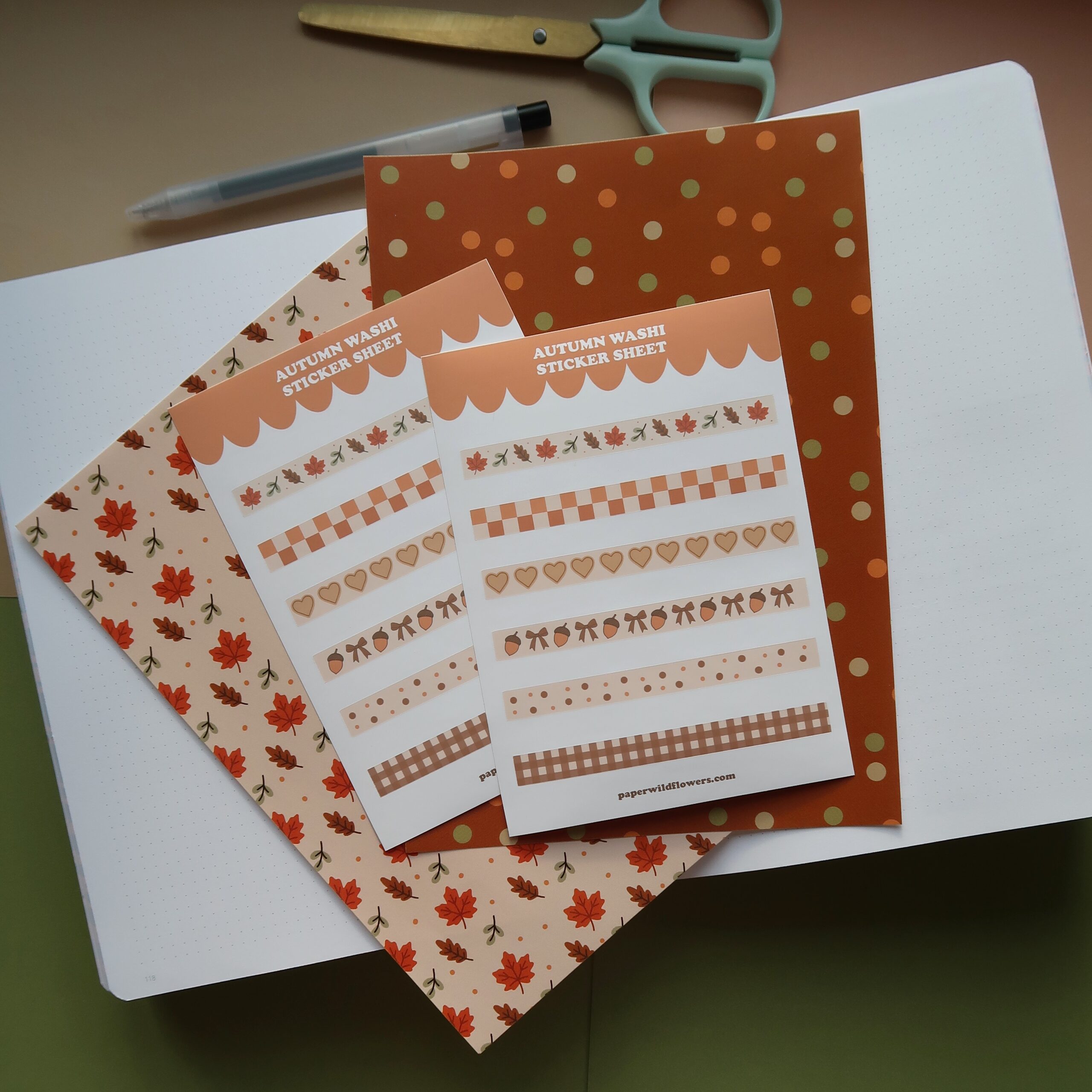 Afbeelding van stickervel met illustraties van washi strips.