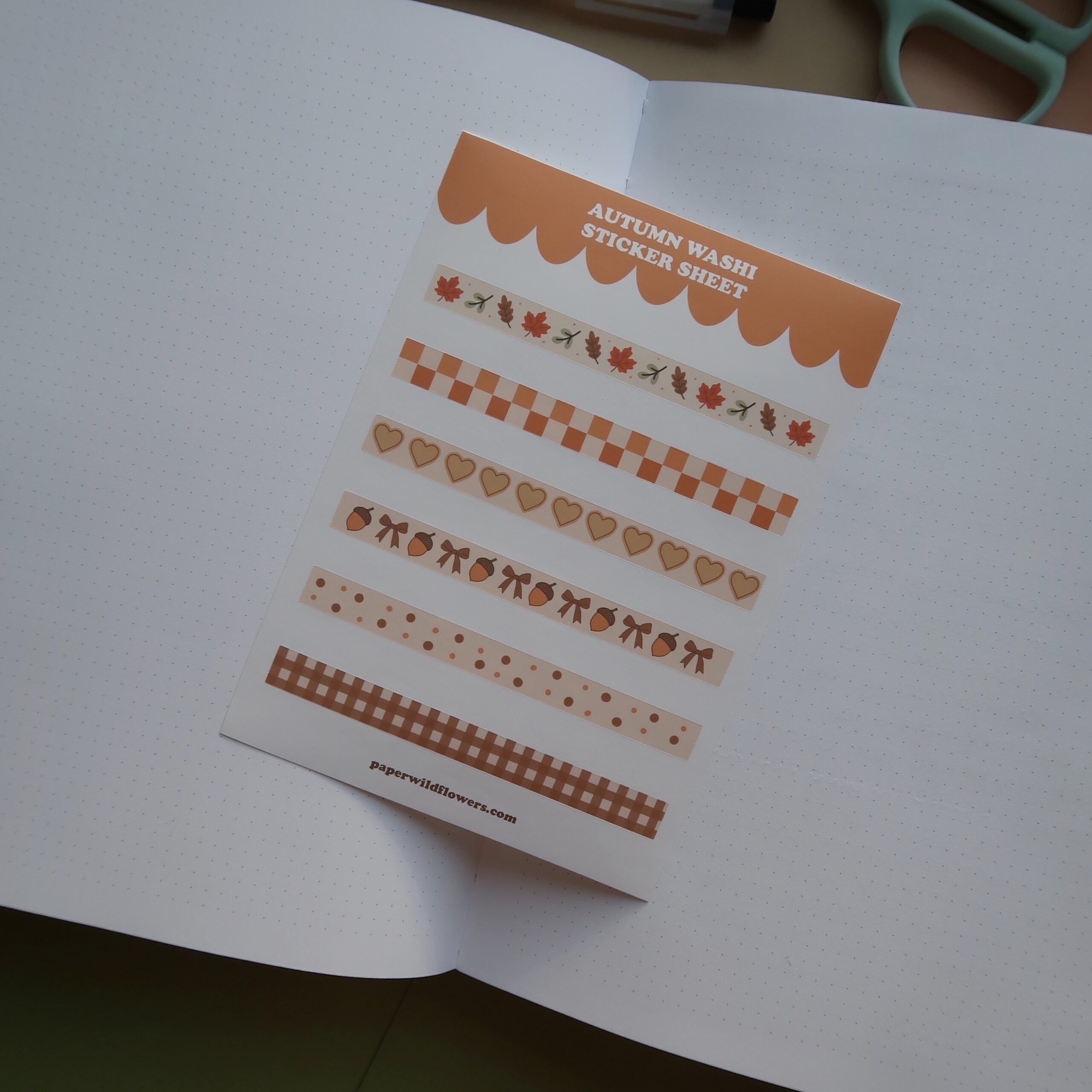 Afbeelding van stickervel met illustraties van washi strips.